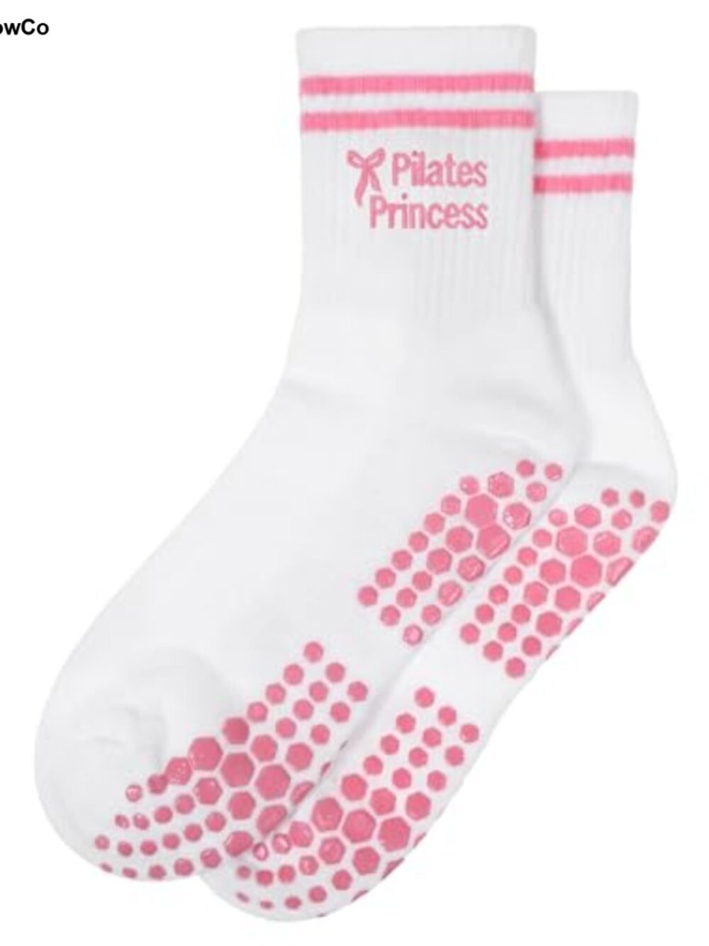 Women's Non-Slip Grip Socks for Pilates Yoga Dance, Cotton Stripe Athletic Socks
